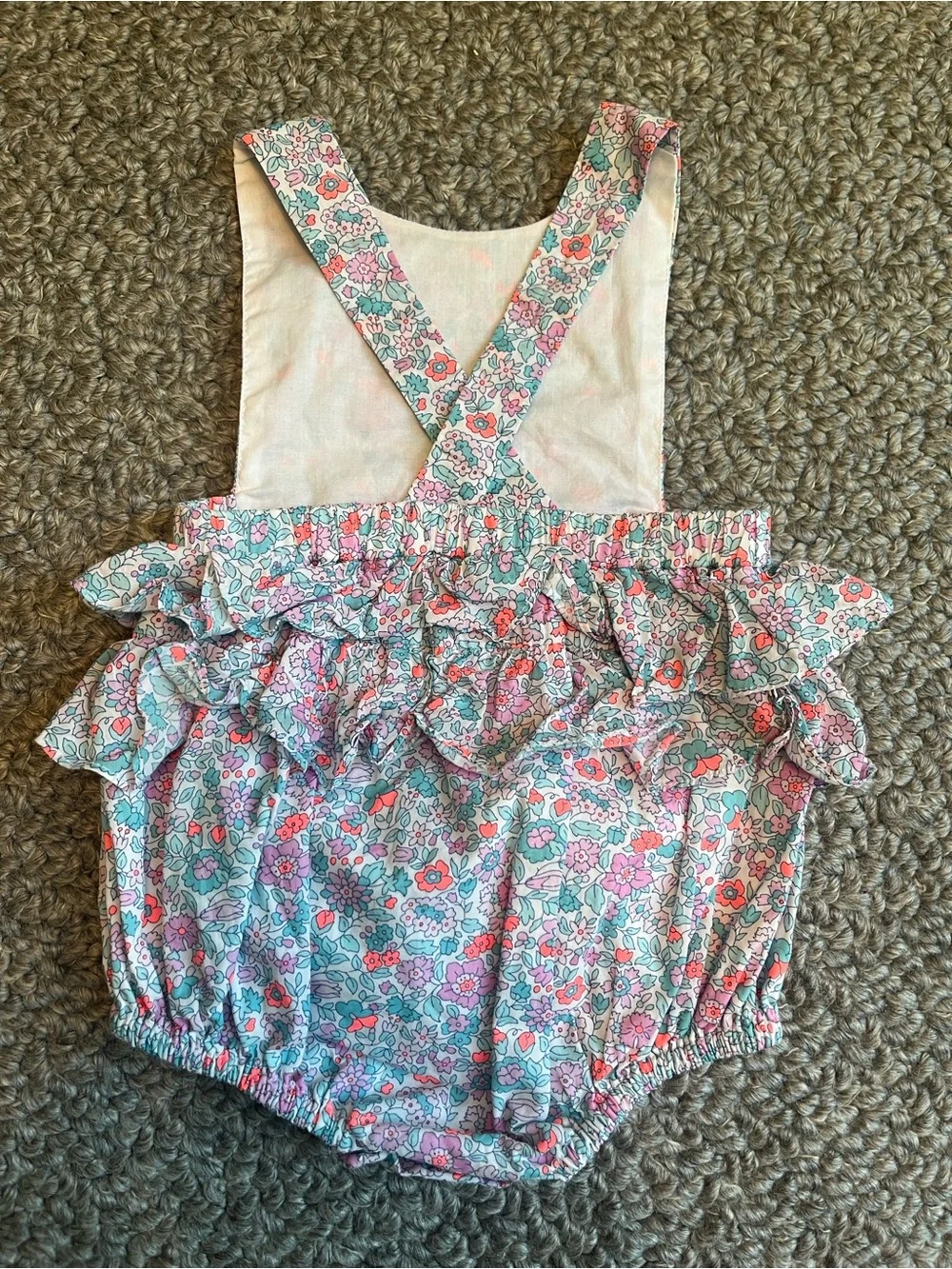Jacadi Floral Ruffle Baby Romper